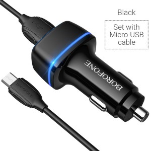 borofone-bz14-max-dual-port-ambient-light-car-charger-micro-usb-set-black