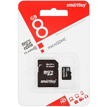 Карта памяти Smartbuy microSDHC 8 ГБ [SB8GBSDCL10-01] (с адаптером ) в магазине PartsOkey.ru в Ростове на Дону, Краснодаре и Москве